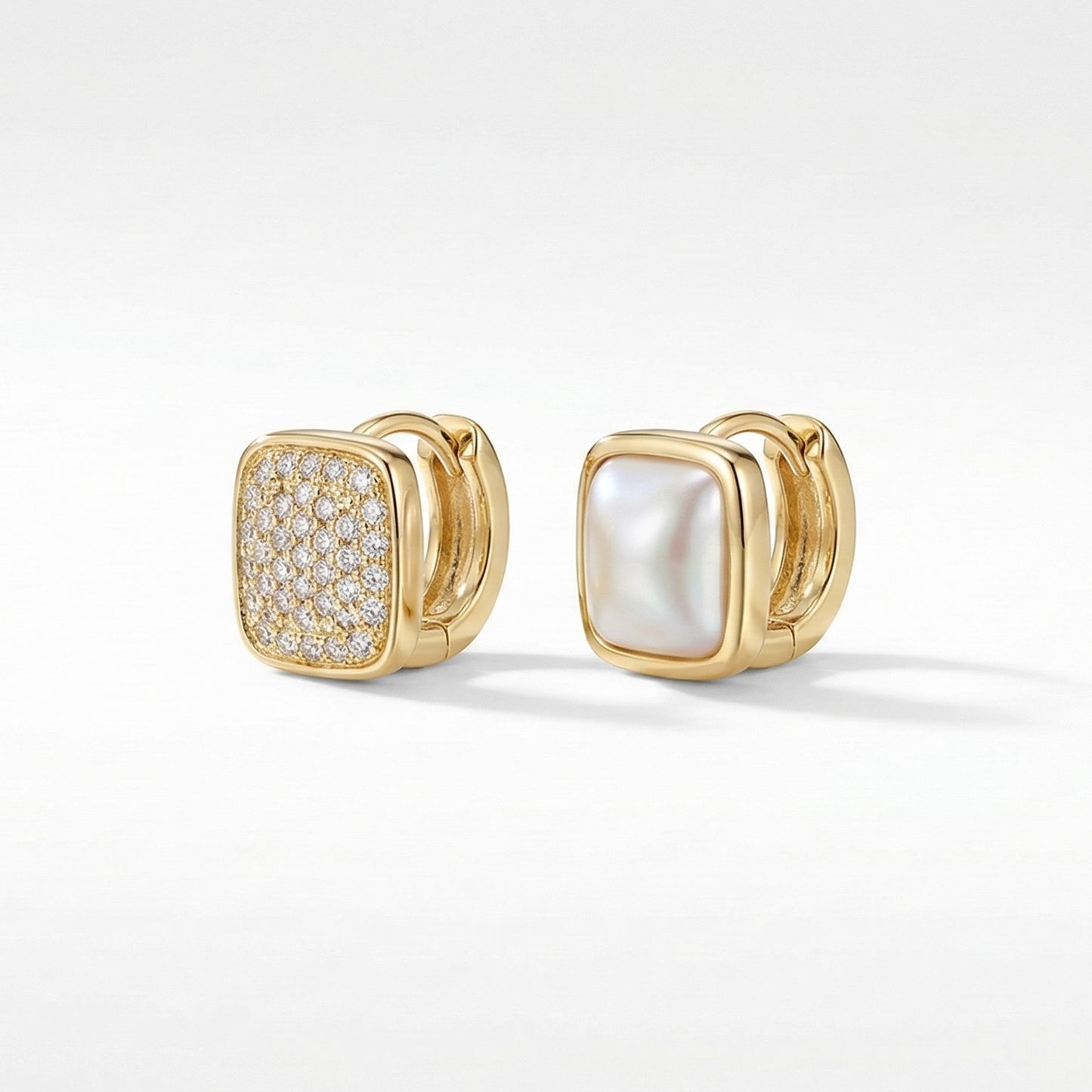 Pearl & Gold Zircon Two Way Earring