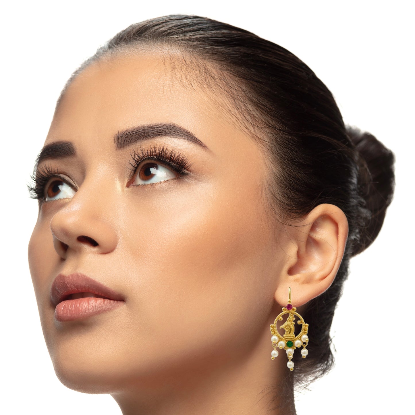 Pearl Ruby Emerald Hoop Royal Peacock Earring