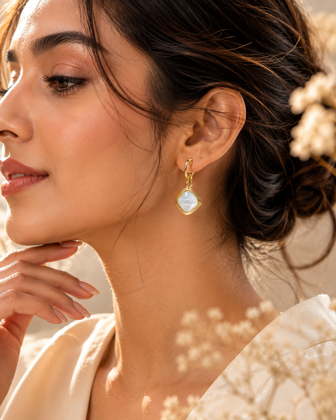 Serene Mother-of-Pearl Square Drop Earrings