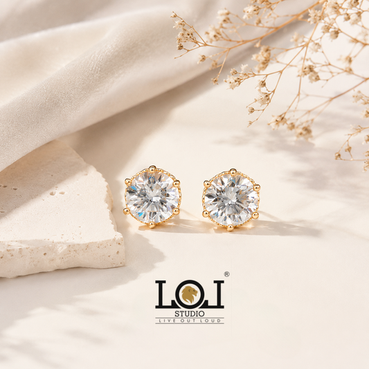 Aurora Solitaire Stud Earrings