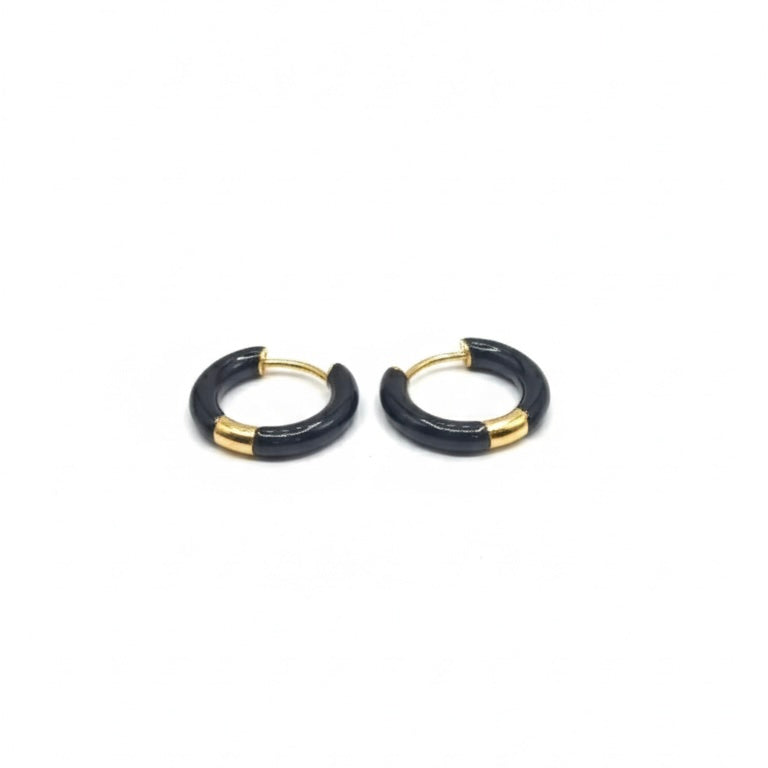 Bohemian Black Gold Hoop Earring