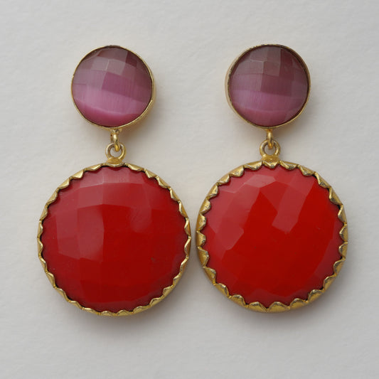 LOLstudio Red & Onion Stone Bohemian Fashion Earring B298