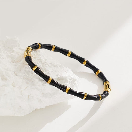 Black Evil Gold Cuff Bracelet Nazar Bangle (Anti Tarnish) F52
