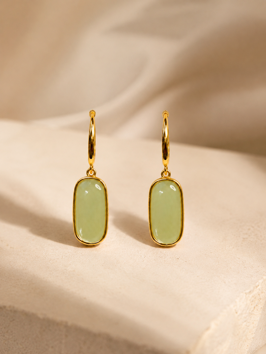 Golden Glow Green Gemstone Drop Earrings