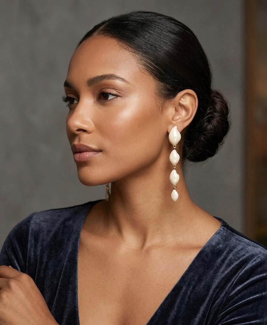 The Venus Drop: Sculptural Cowrie Pearl Earring