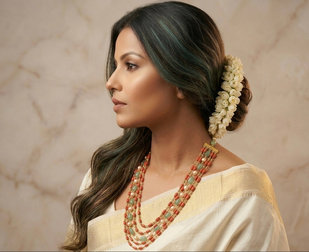 The Coral Reef Symphony: Four-Strand Layered Mala