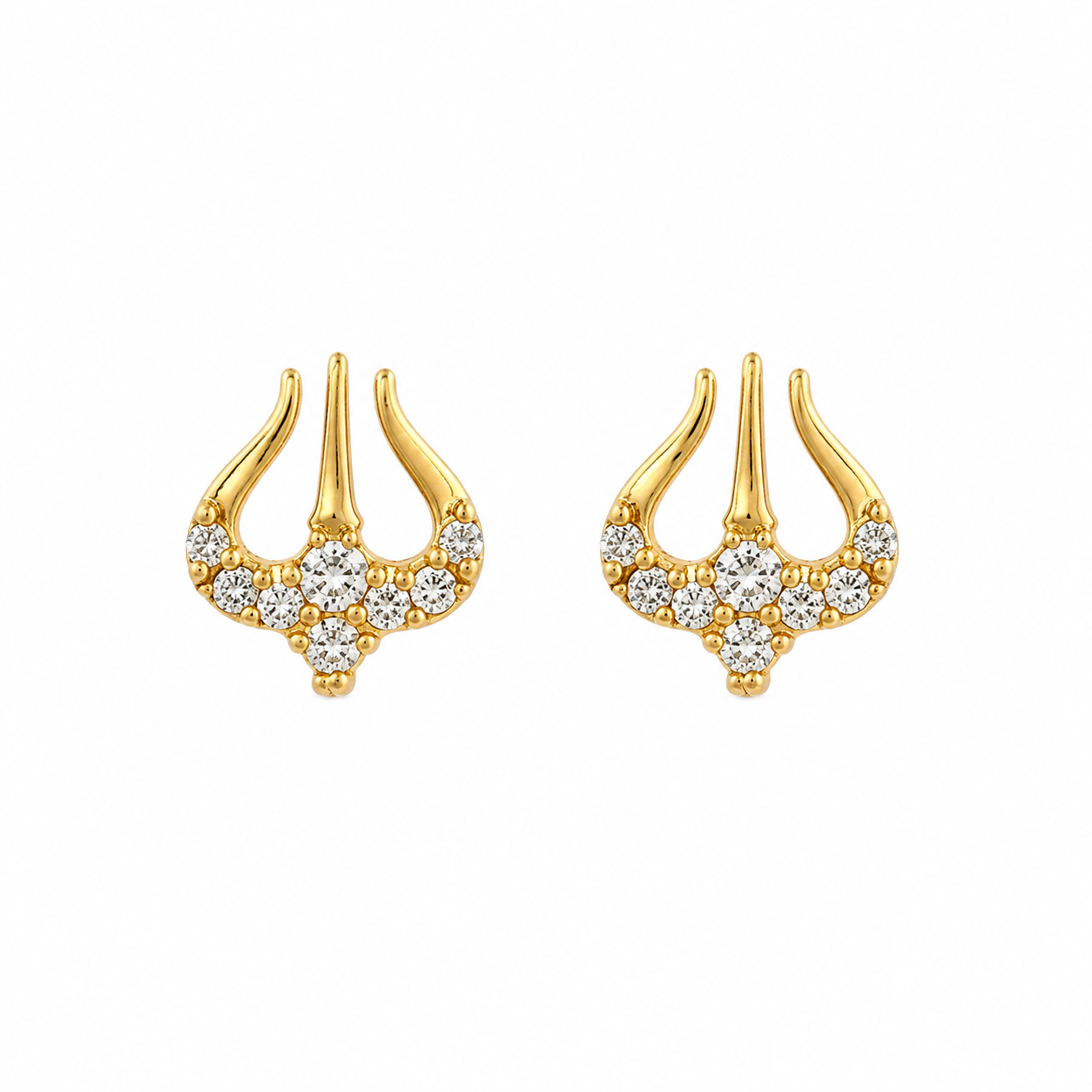 Trishul Elegance Gold Ruby Zircon Stud Earrings