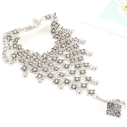 Boho Silver Hand Harness Bracelet