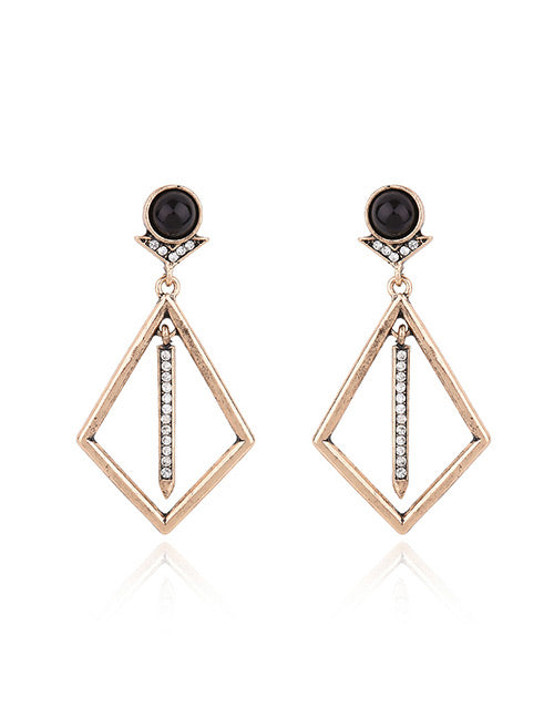 LOLstudio Brass Black Stone Fashion Fusion Earring LOLB108