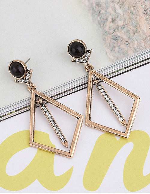 LOLstudio Brass Black Stone Fashion Fusion Earring LOLB108