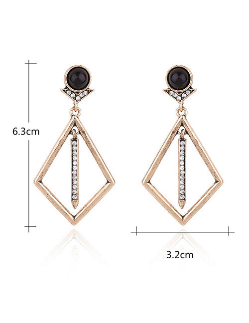 LOLstudio Brass Black Stone Fashion Fusion Earring LOLB108