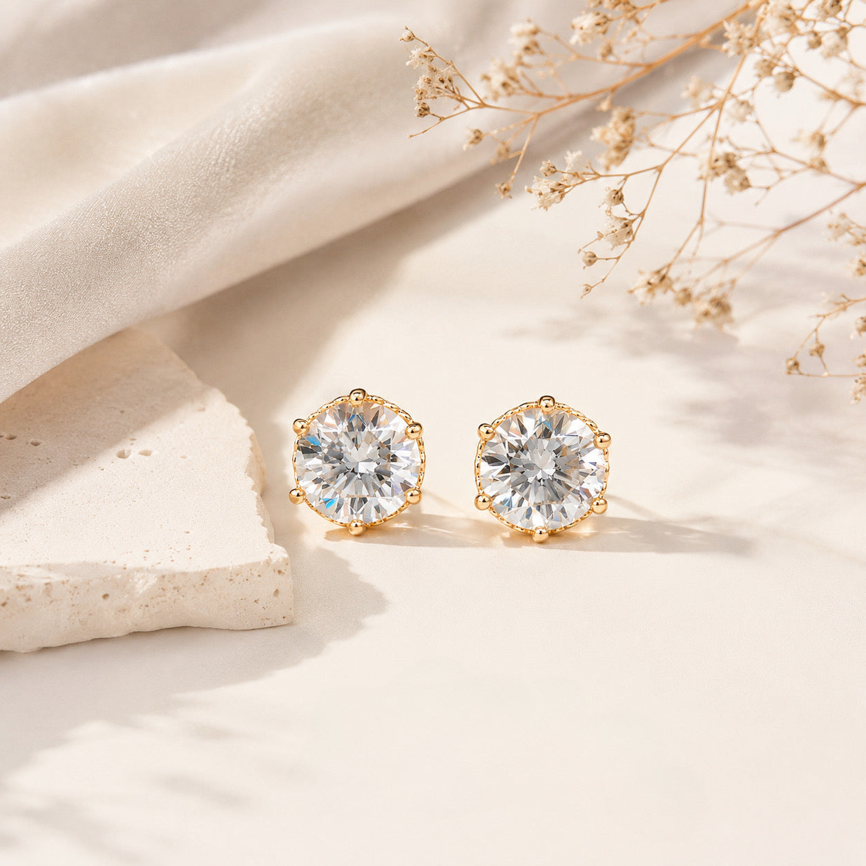Aurora Solitaire Stud Earrings