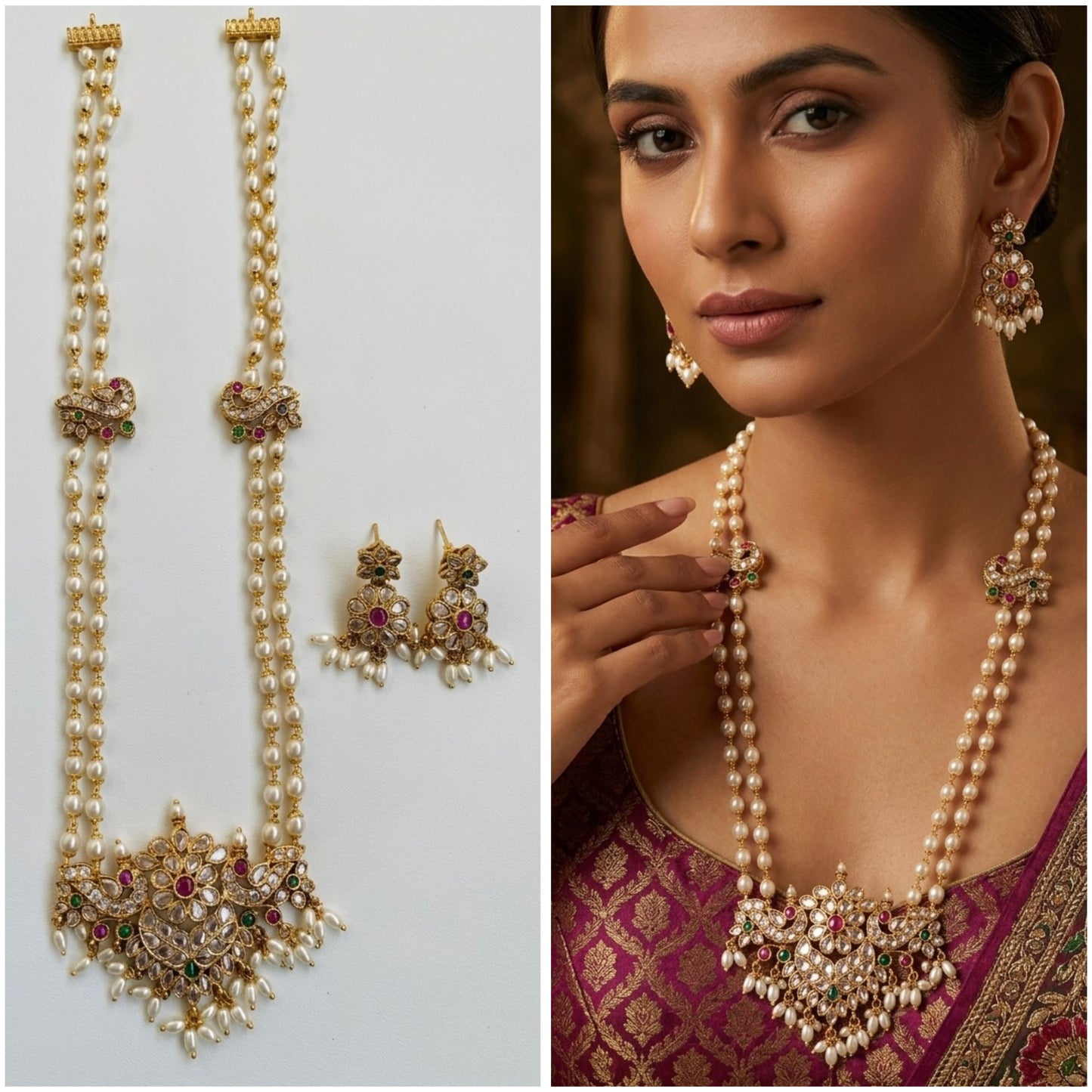 The Empress Collection: Ruby & Emerald Dual-Strand Mala