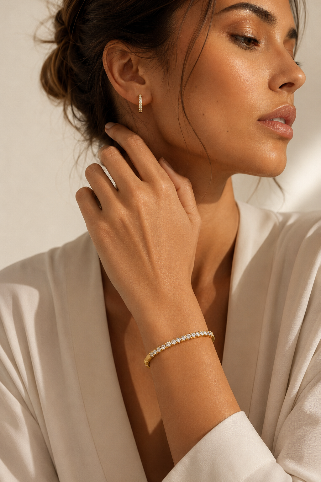 Luxury Gold Crystal Tennis Bracelet – Elegant Everyday Glamour
