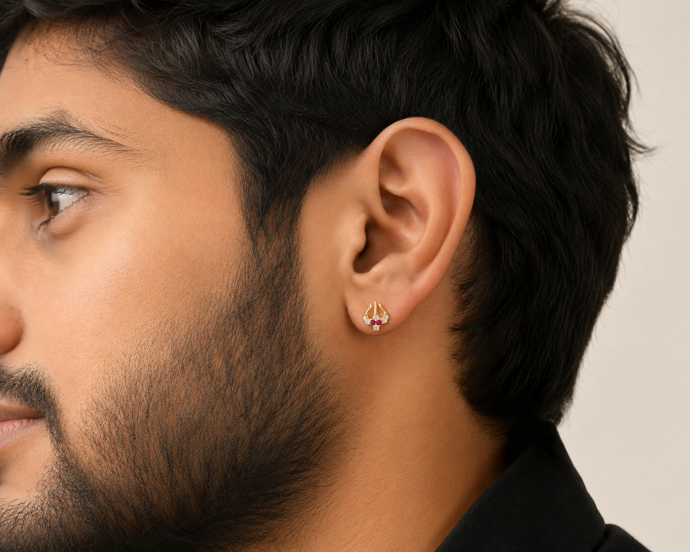 Trishul Ruby Stone Stud Earrings