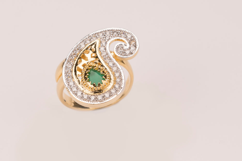 LOLstudio Adjustable Zircon Emerald Ring LOLB126