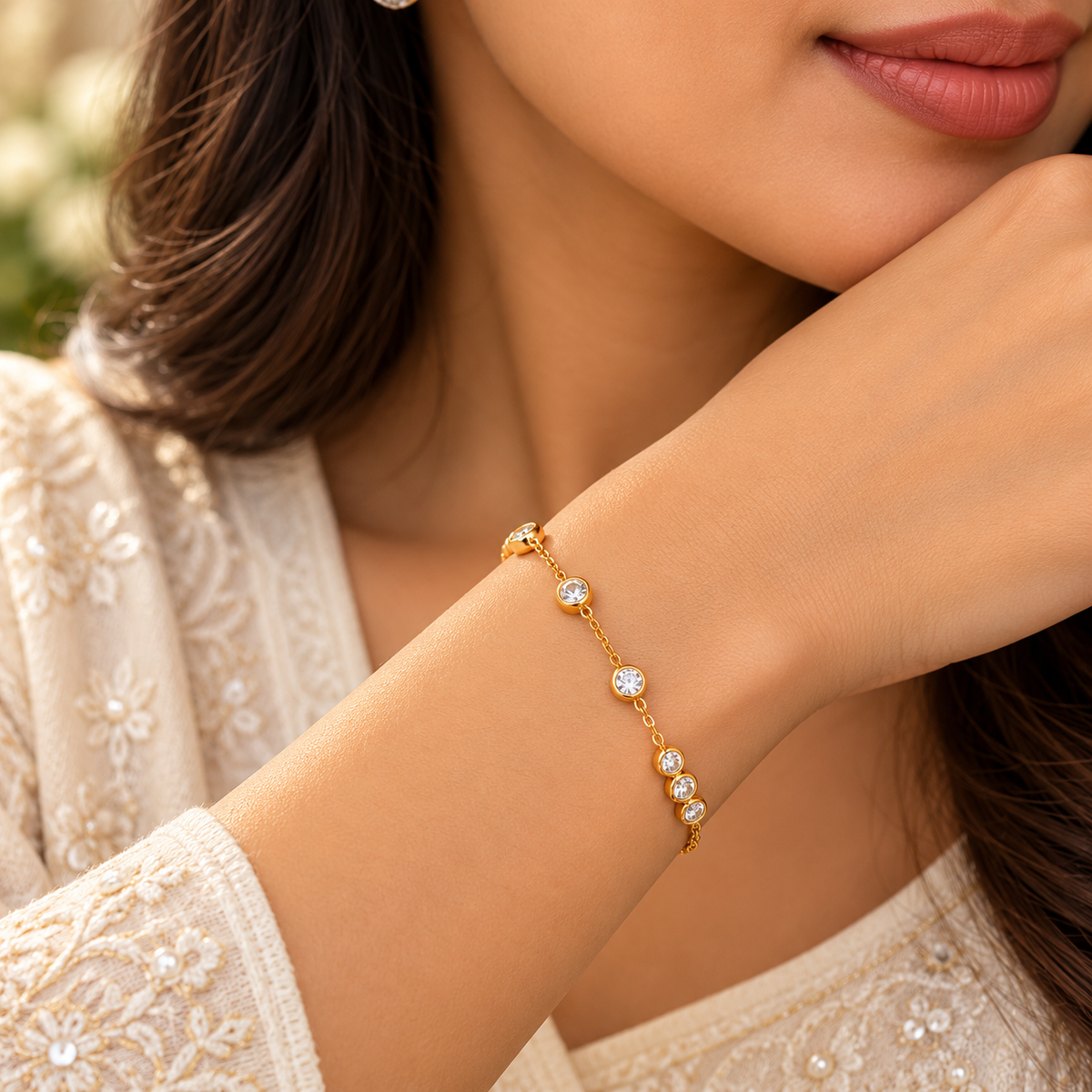 Golden Sparkle CZ Stone Chain Bracelet – LOLSTUDIO