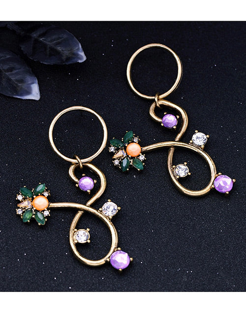 LOLstudio Brass & Green Stone Fashion Fusion Earring LOLB76