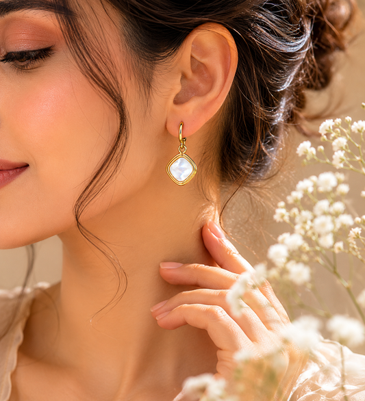 Serene Mother-of-Pearl Square Drop Earrings