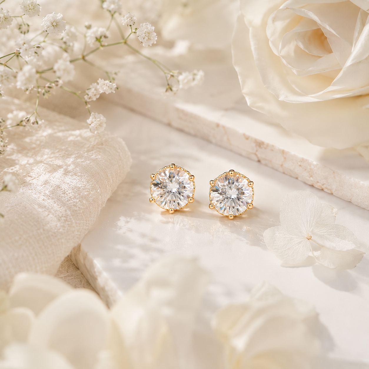 Aurora Solitaire Stud Earrings