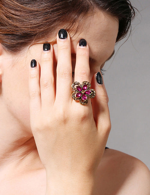 LOLstudio Bohemian Pink Rhine Stone Ring B12