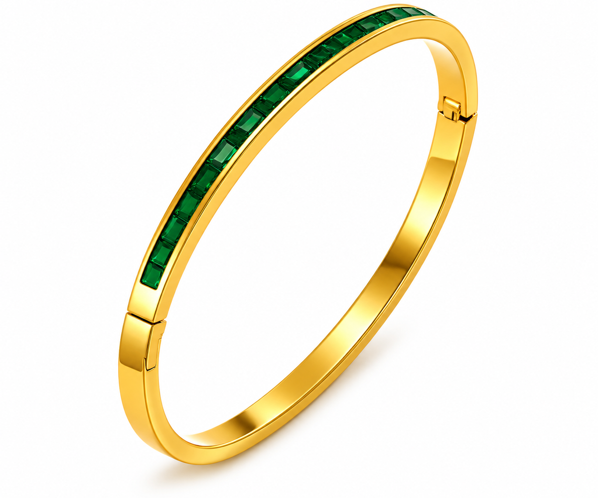 Emerald Luxe Gold-Tone Green Stone Bangle – LOLSTUDIO