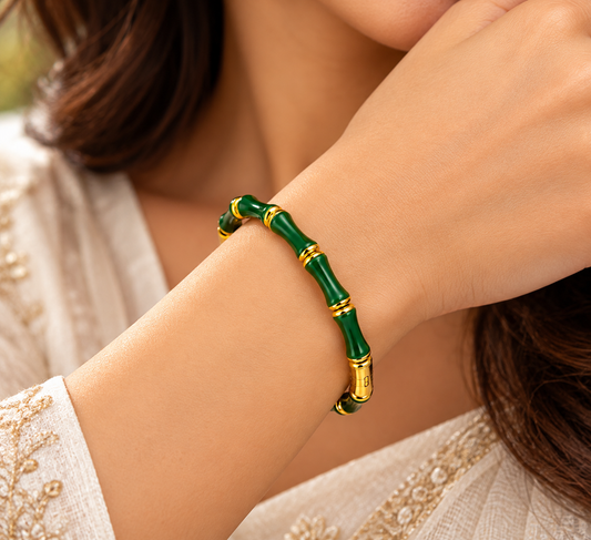 Emerald Bamboo Gold-Tone Bracelet – LOLSTUDIO