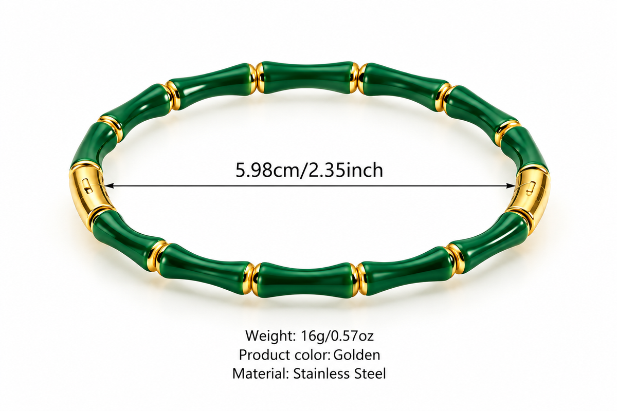 Emerald Bamboo Gold-Tone Bracelet – LOLSTUDIO