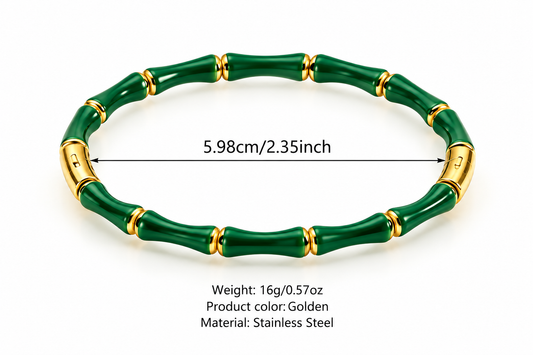 Emerald Bamboo Gold-Tone Bracelet – LOLSTUDIO