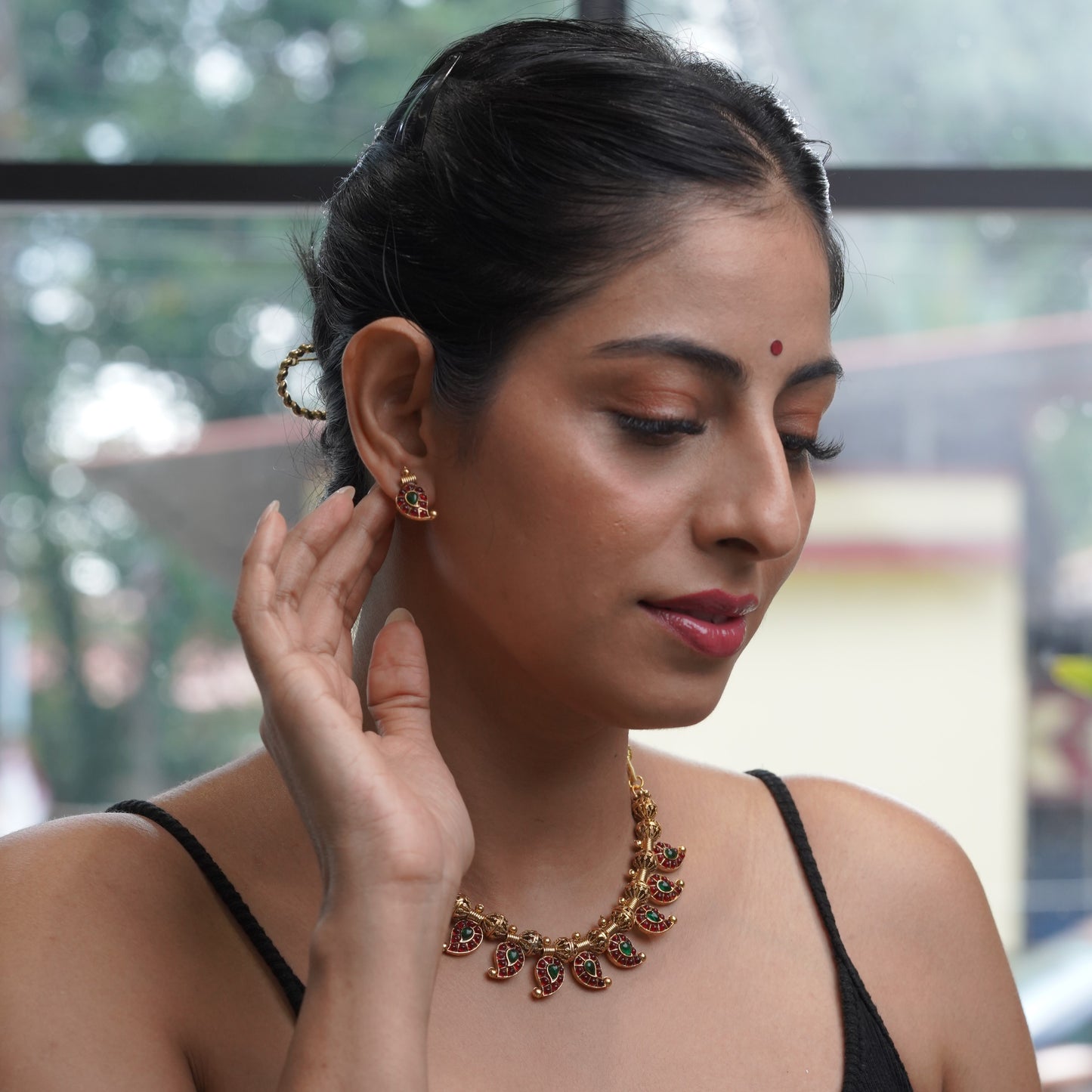 Ruby & Emerald Bridal Gold Jewellery Ethnic Set