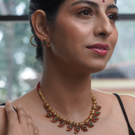 Ruby & Emerald Bridal Gold Jewellery Ethnic Set