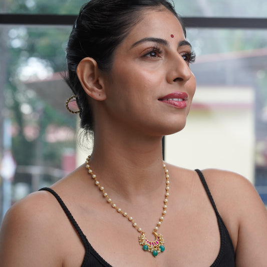 Pearl Green Stone Ethnic Necklace