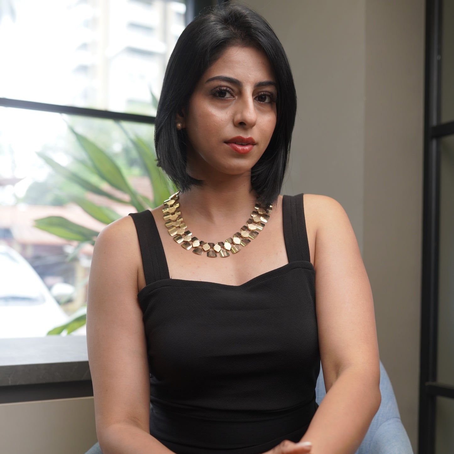 Gold Link Lock Fashion Cocktail Jewellery Set