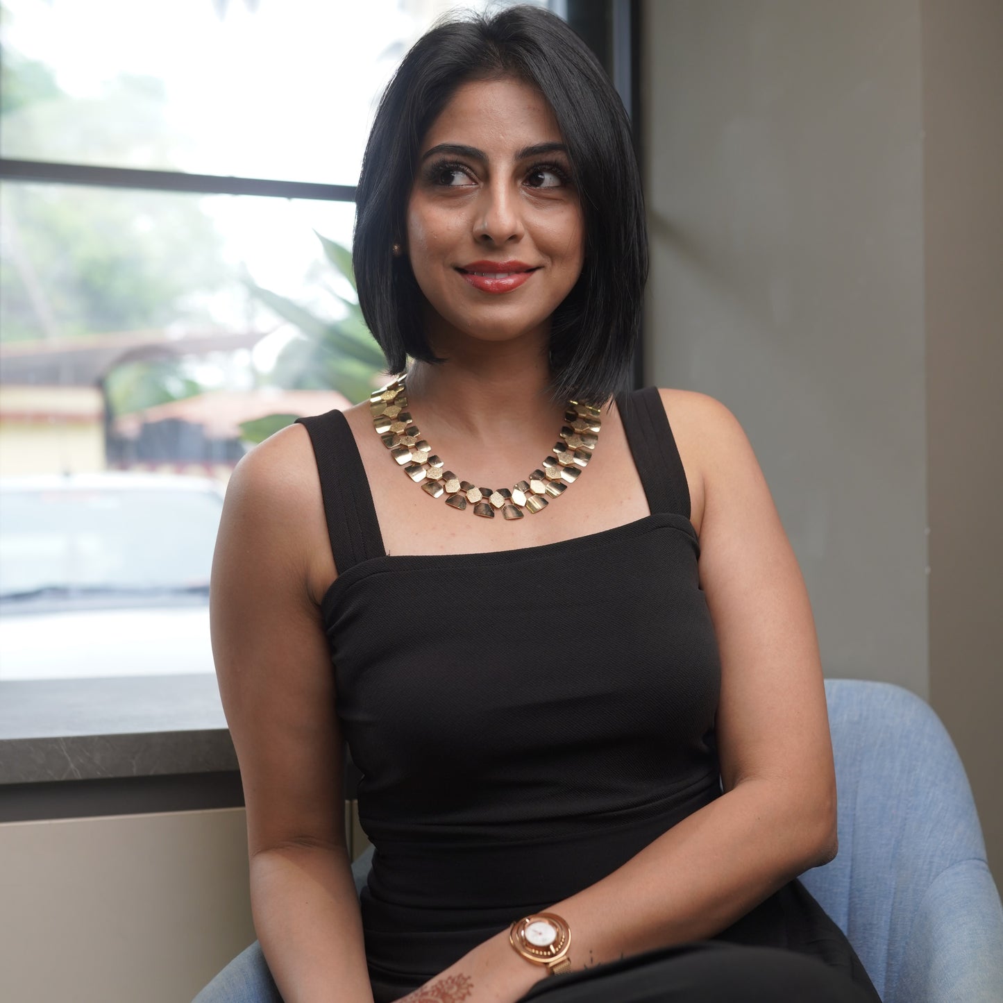 Gold Link Lock Fashion Cocktail Jewellery Set