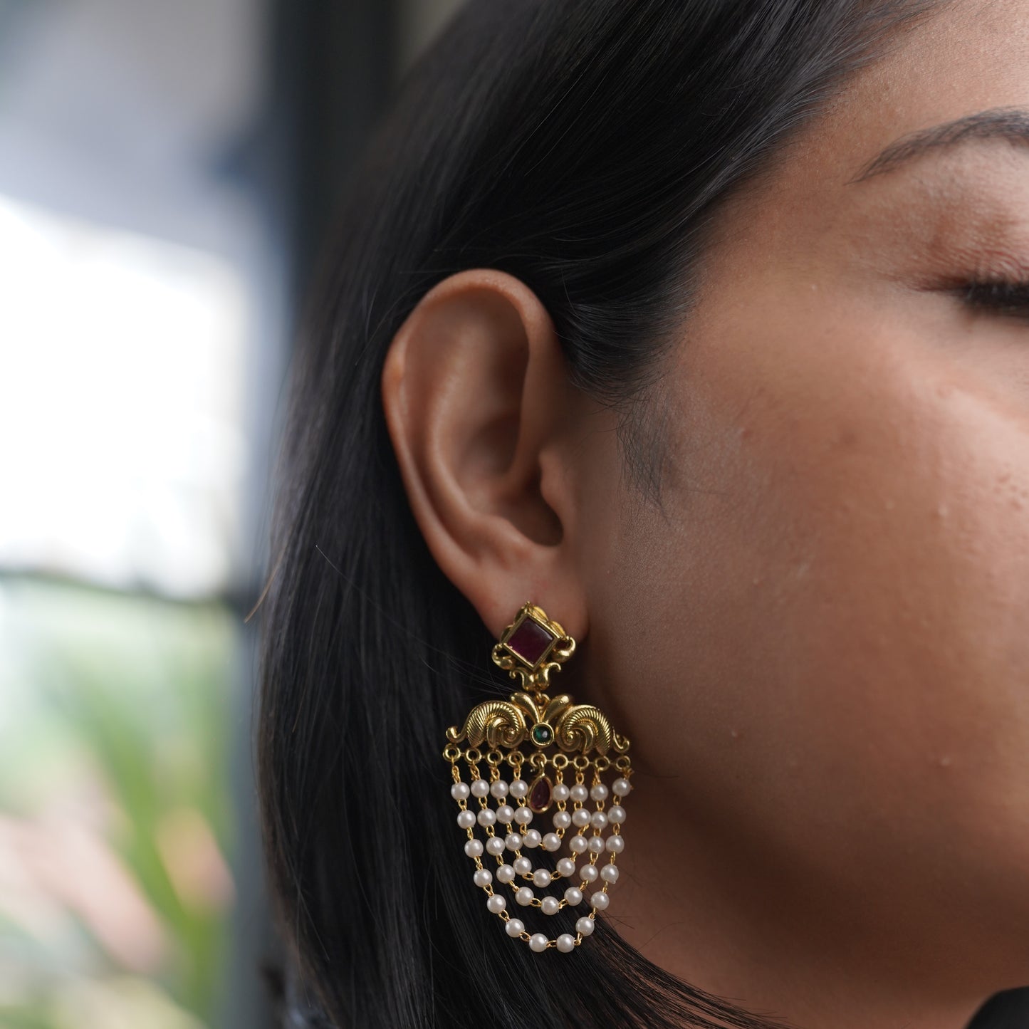 Pearl Drop Gold Fashion Fusion Traditional Chandbali Earring