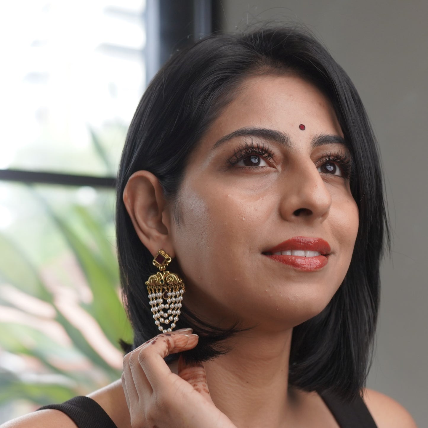 Pearl Drop Gold Fashion Fusion Traditional Chandbali Earring