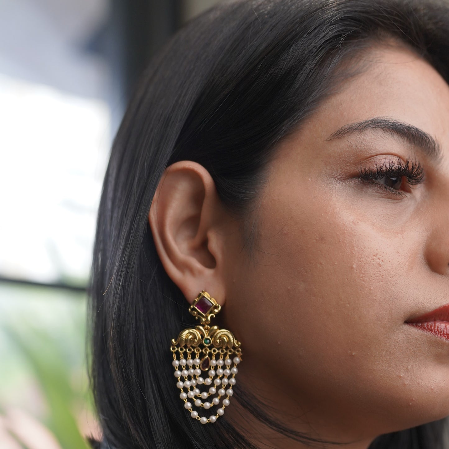 Pearl Drop Gold Fashion Fusion Traditional Chandbali Earring