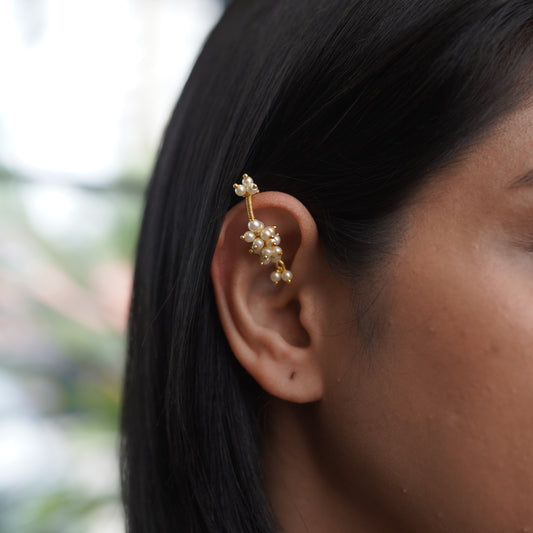 Pearl Non Pierced Koppu Bugadi Earring Traditional & Wedding Cuff Press F34