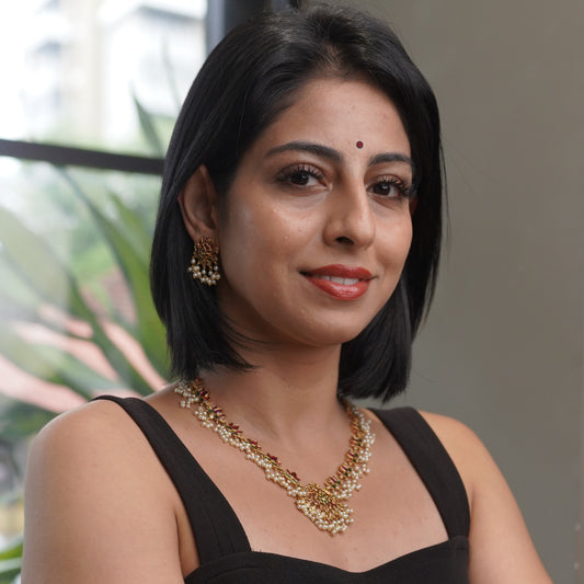 Royal Lotus Pearl Necklace & Earring Set