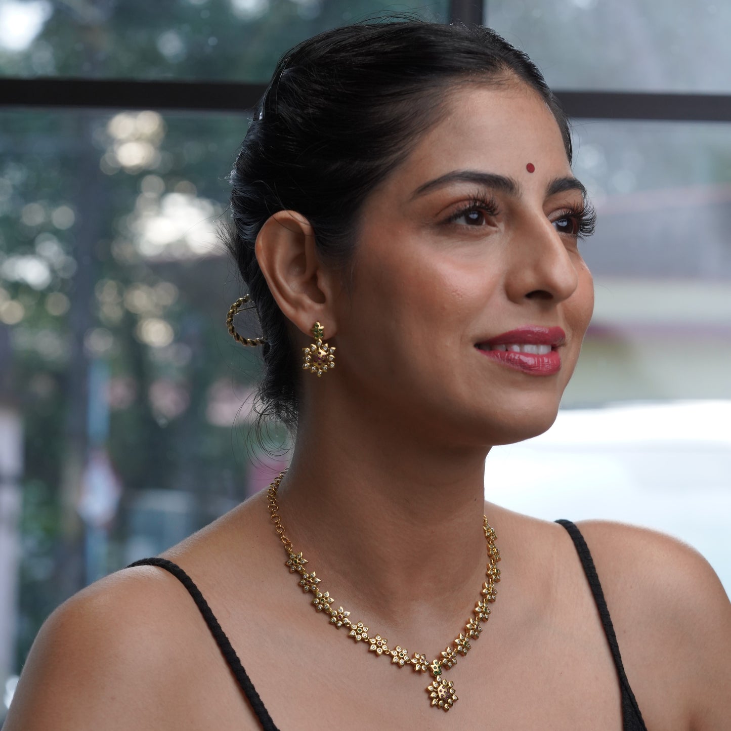 Gold Diamond Floral Wedding Ethnic Jewellery Set