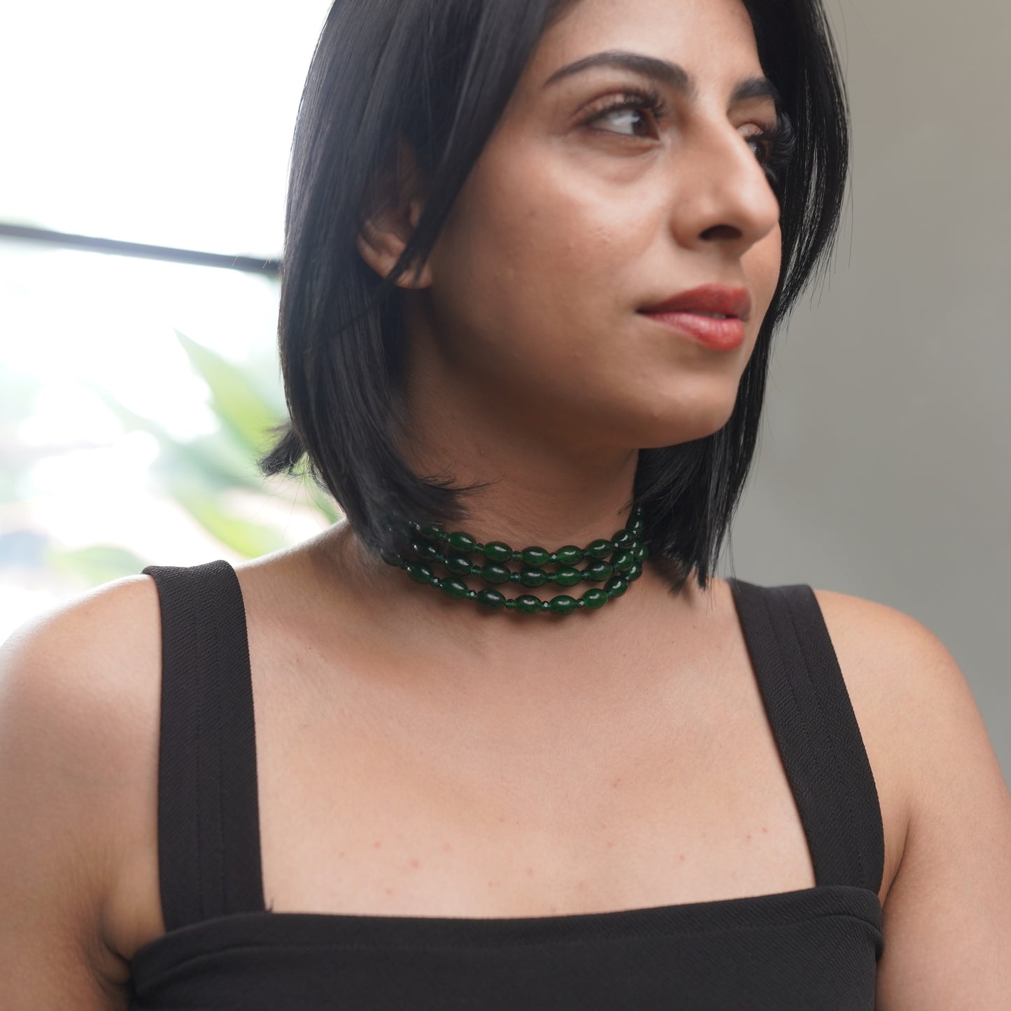 Green Beaded Onyx Choker