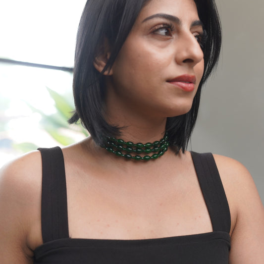 Green Beaded Onyx Choker