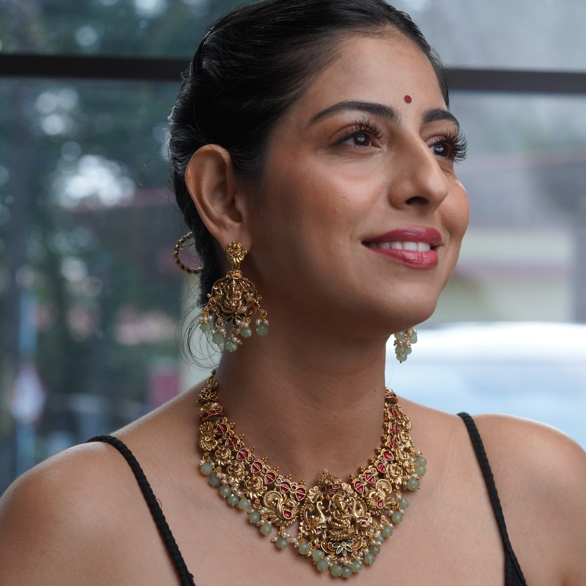 Royal Lakshmi Temple Necklace & Earring Set