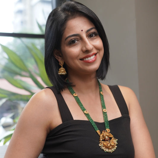 Green Emerald Bead Traditonal Wedding Bead Jewelry Necklace Set