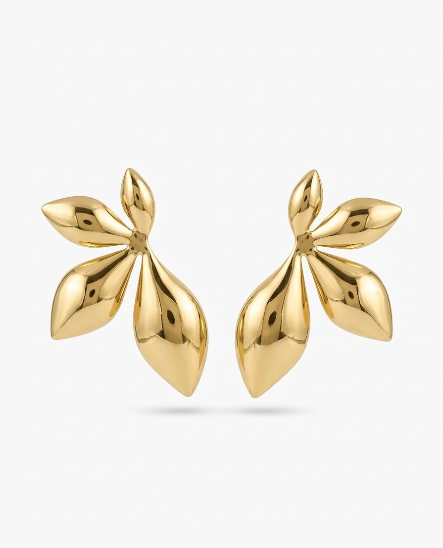 Aura Petal Gold Earrings - Minimalist Elegance