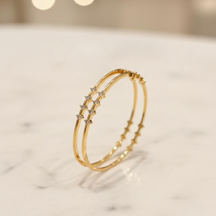 Radiant Elegance: The Dual-Band Starlight Bangle (Price for Pair - Size 2.4)