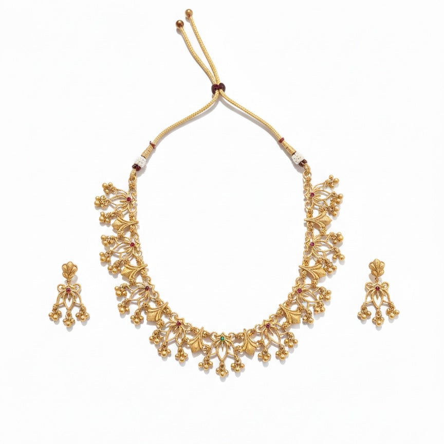 The Swarna Kamal Antique Gold Necklace Set