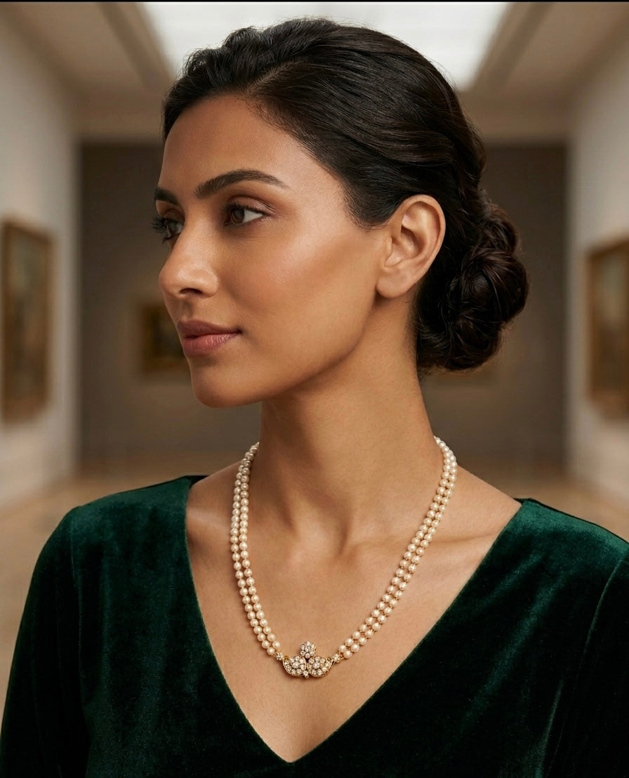 Chandrika Two-Strand Pearl & Diamond Heritage Necklace