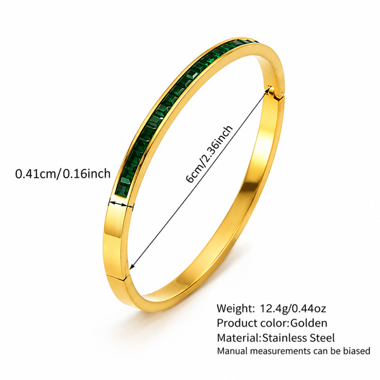 Emerald Luxe Gold-Tone Green Stone Bangle – LOLSTUDIO