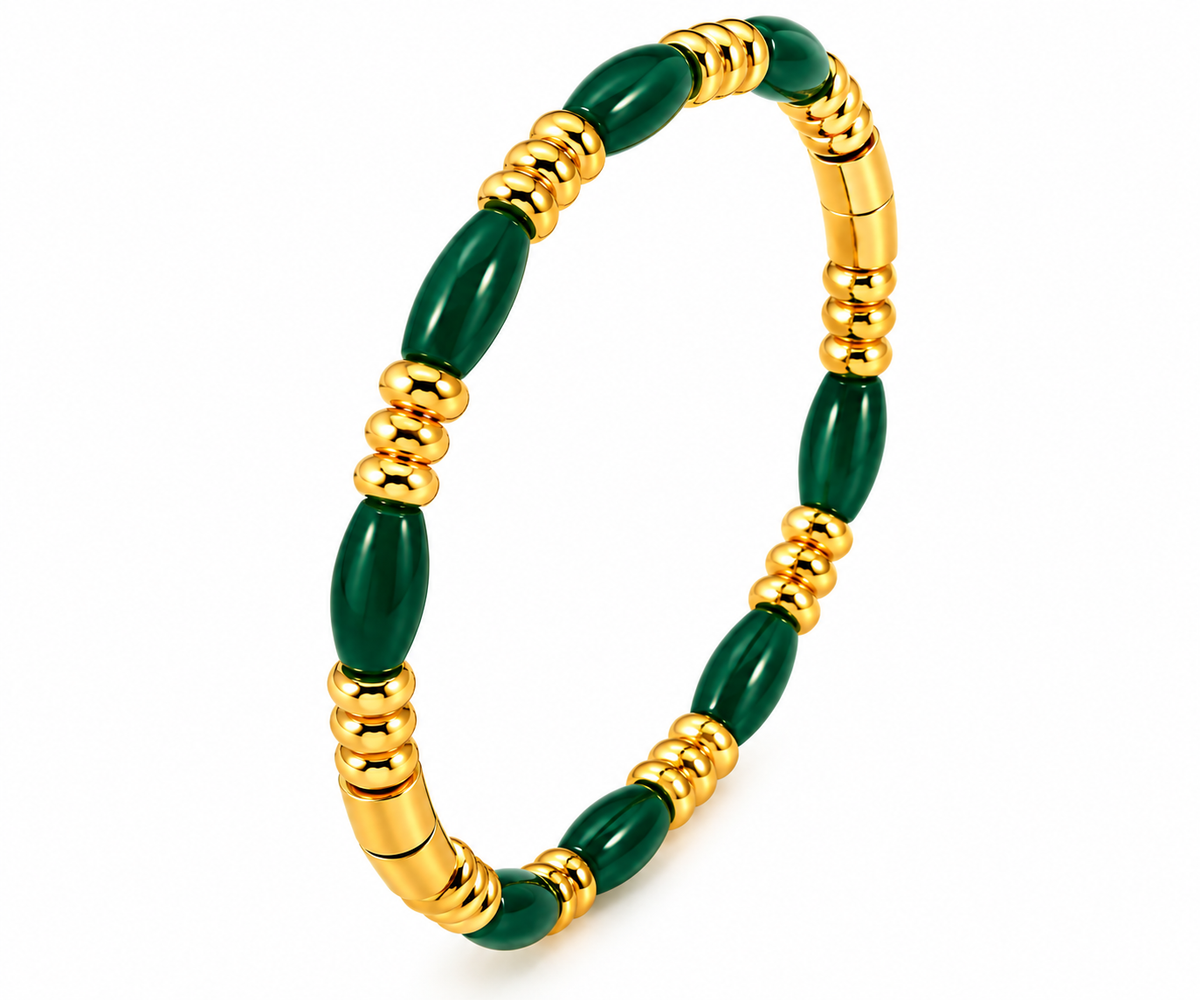 Emerald Green & Gold Beaded Bracelet – LOLSTUDIO